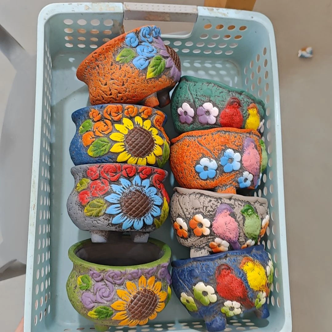 红陶吸水透气的白陶花盆凑满12发货