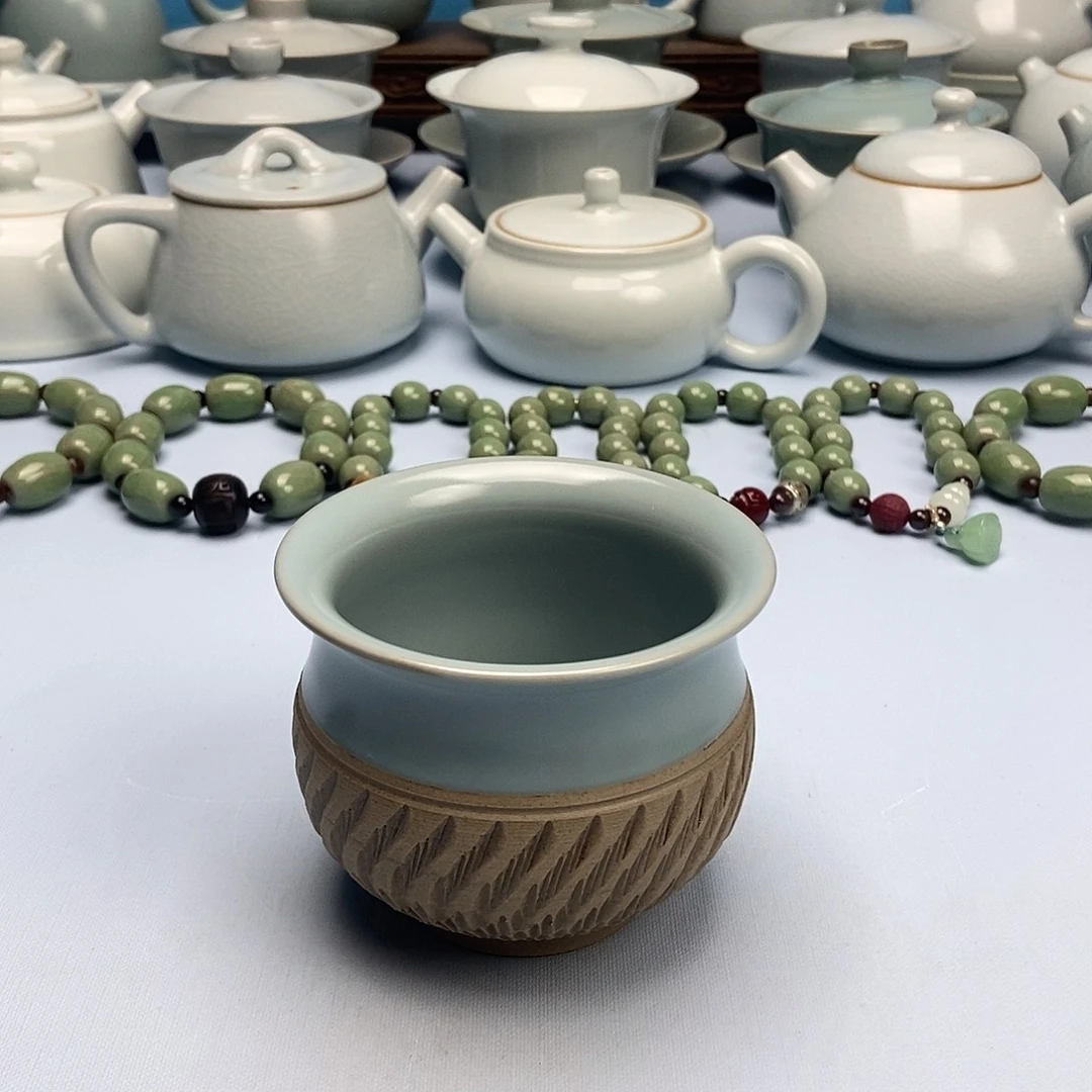 杯重工跳刀仿古釉卢施杯原矿原釉原产地