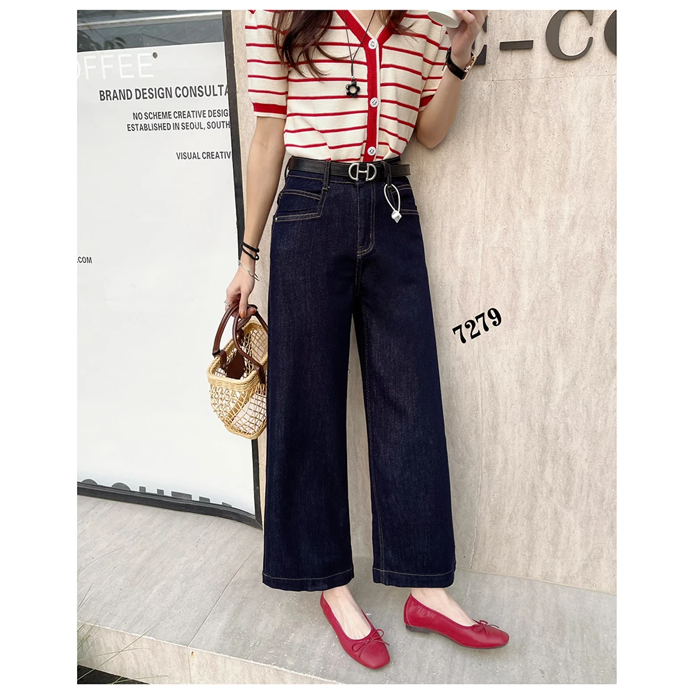 7279春季新款休闲宽松直筒牛仔裤