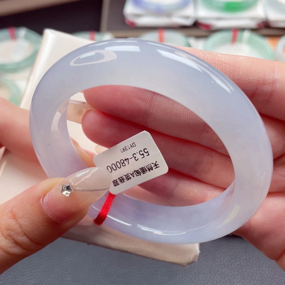 翡翠手镯未镶嵌55.1高贵紫 冰莹剔透泛光感 8816