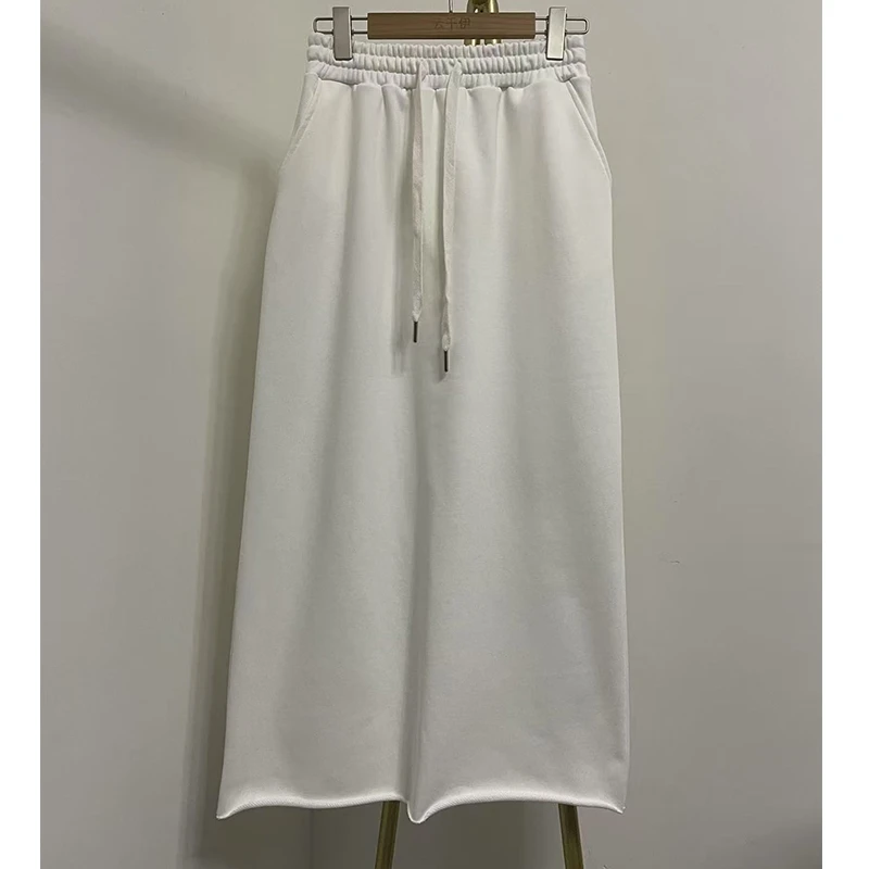 法式运动风半身裙半裙纯色休闲半身裙百搭显瘦毛边裙CQ-32
