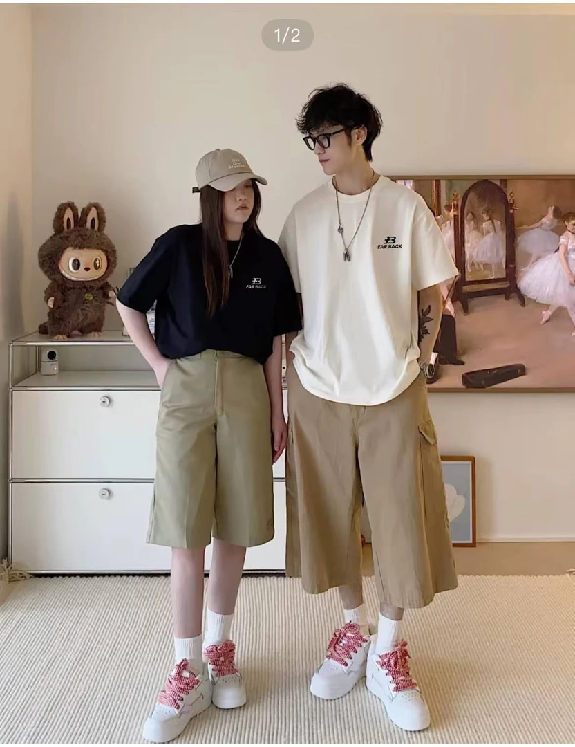 美式复古字母刺绣7A抗菌T恤 男女同款