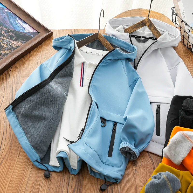 儿童纯色连帽外套中大童2025春新款拉链衫男童百搭休闲长袖上衣