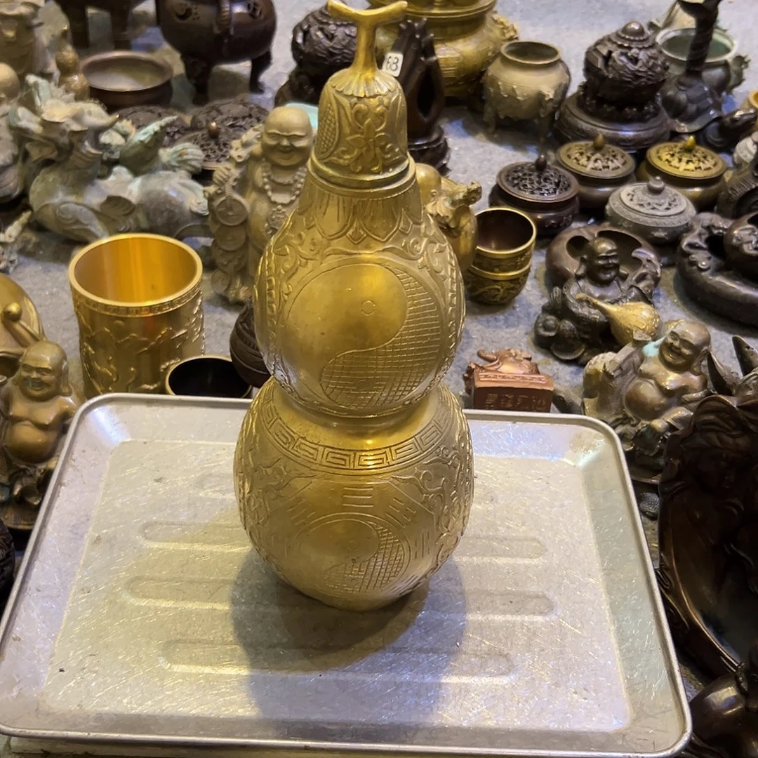 老***迹黄铜摆件，文房摆件工艺品