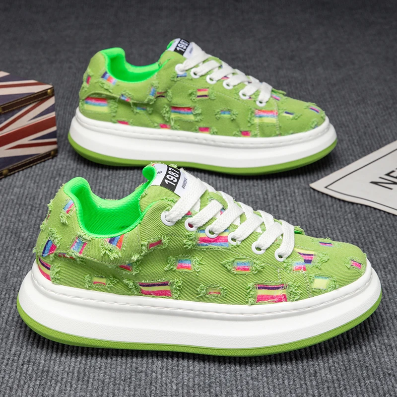 帆布鞋男款夏季透气百搭休闲小众原创板鞋青少年运动厚底老爹潮鞋