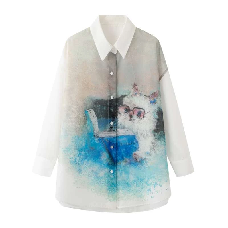 1671【商场同款】麦毛毛怪系列夏季超薄衬衫莱赛尔上衣