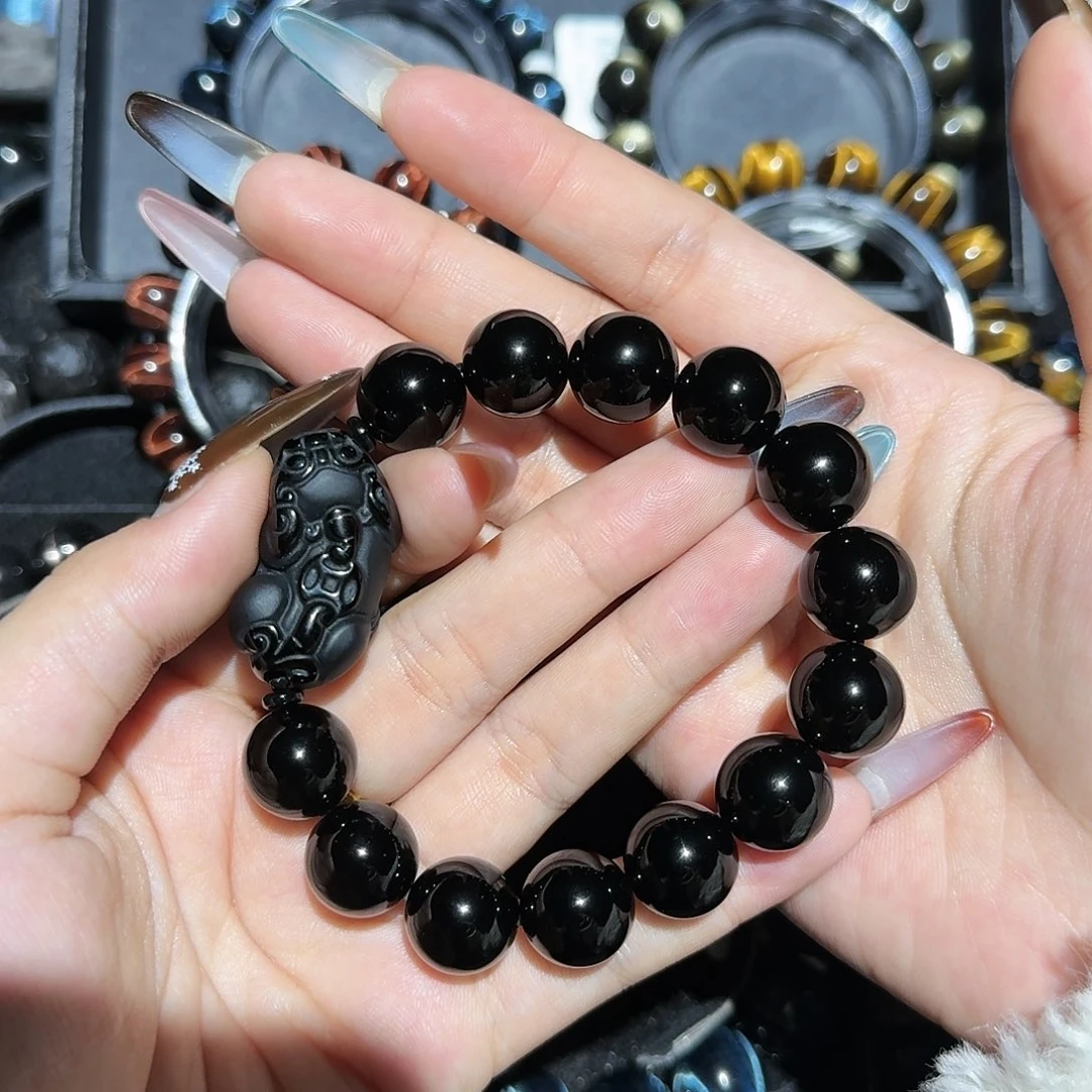 鑫***壘黑曜岩未镶嵌手链