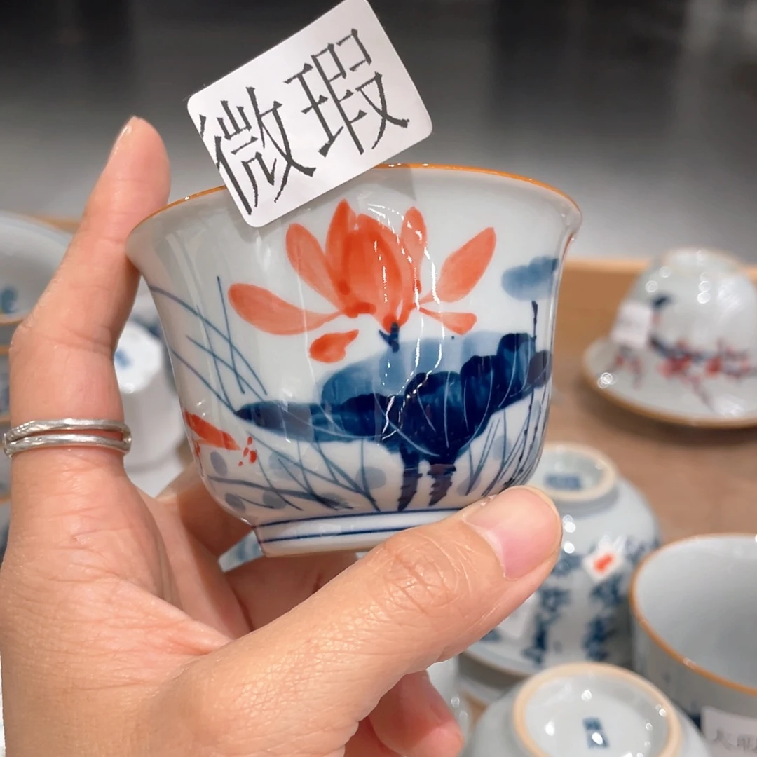 釉下彩纯手绘有瑕