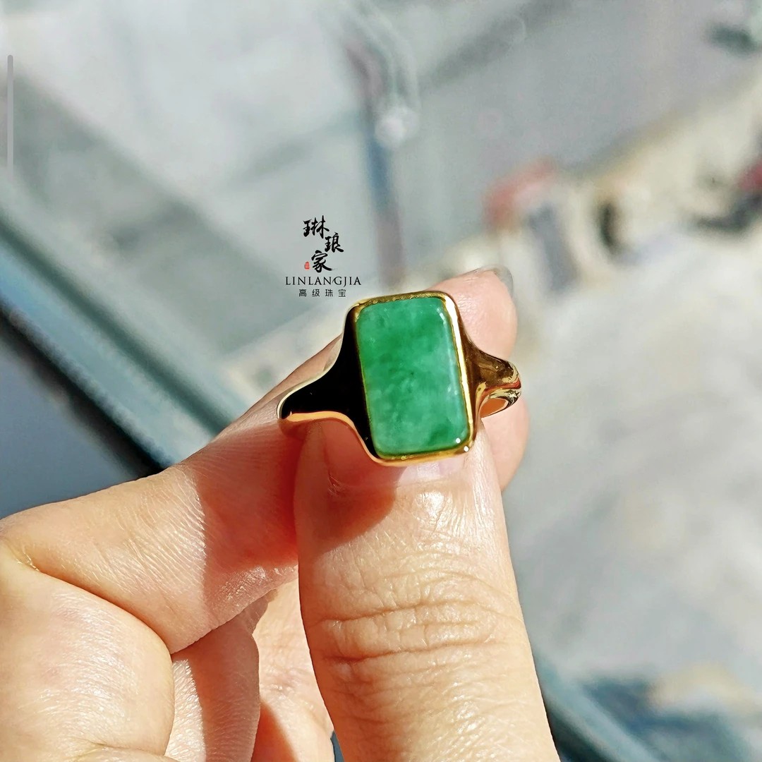 设计款极简满色麻将牌方戒 925银精工厚镶