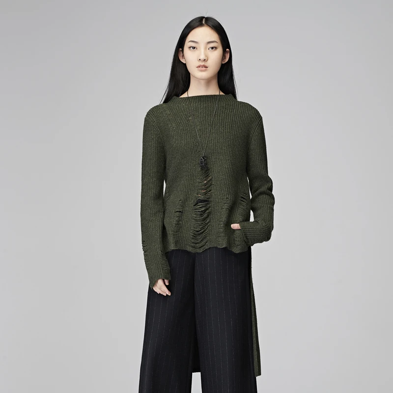 圣迪奥秋冬极简风长袖打底套头针织衫S17483554