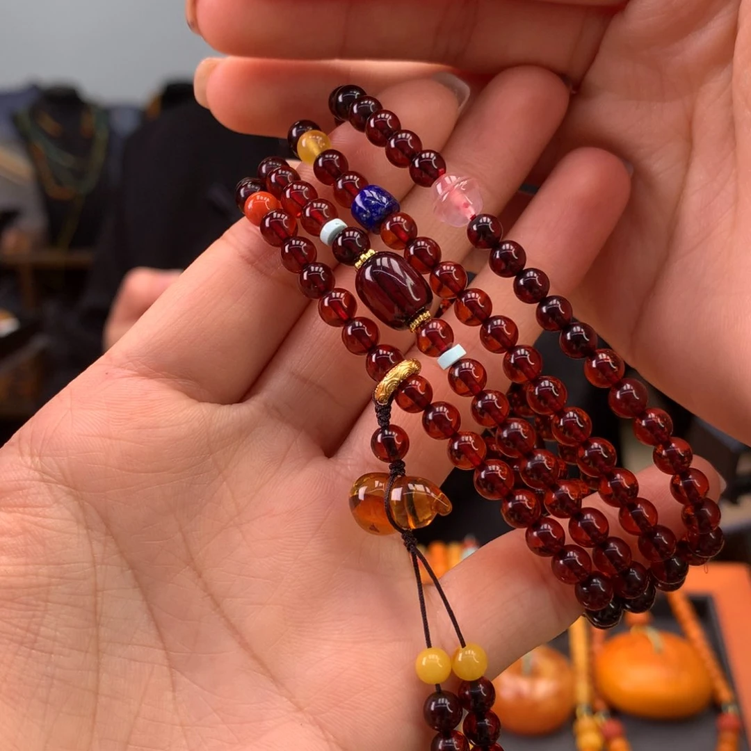 血珀手串未镶嵌天然