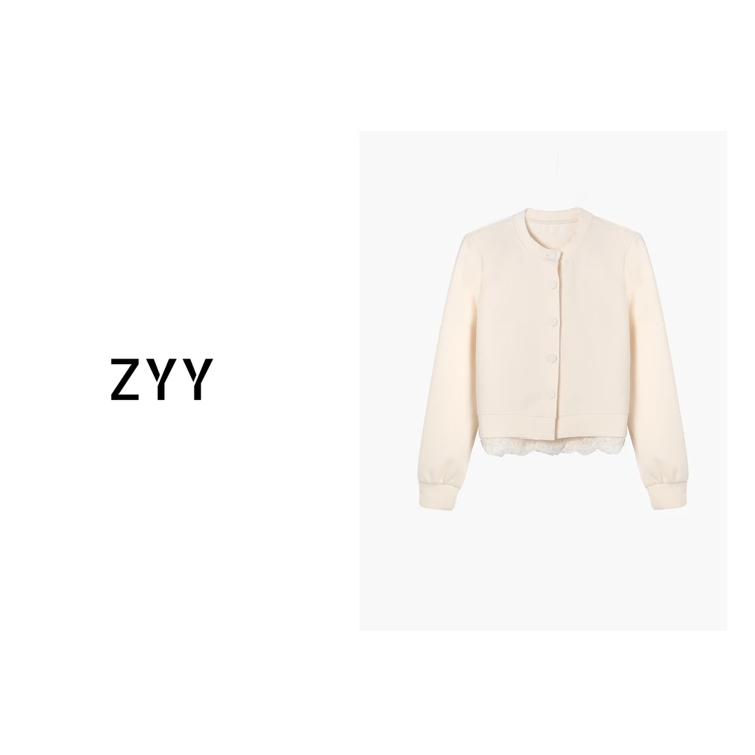 ZYY【茜茜心事】2025S/S新品圆领单排扣假两件气质短外套女X25CW537