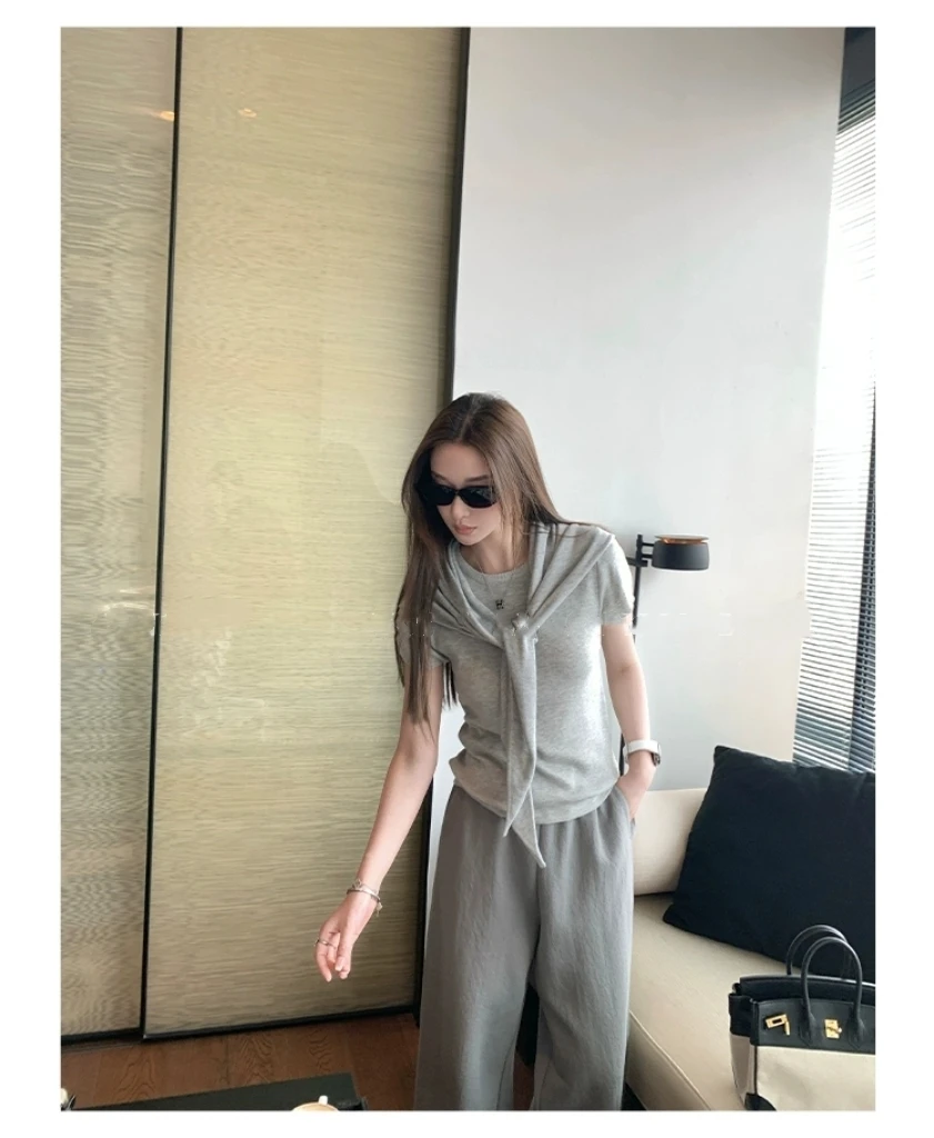 【限量款】高级感纯色披肩圆领针织百搭上衣2508E206