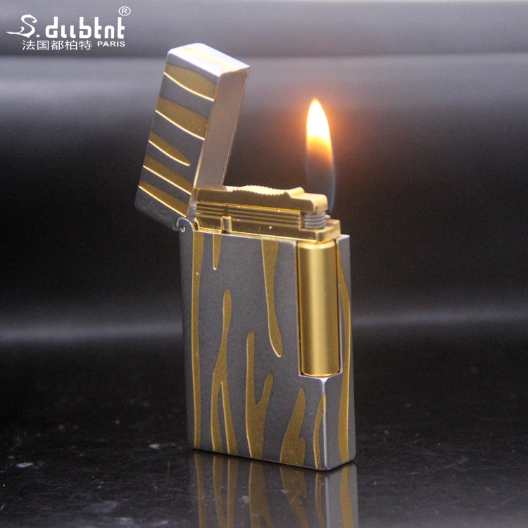 法国都柏特S.dubtnt黄铜朗声充气打火机钢音响声拨轮侧滑可代发