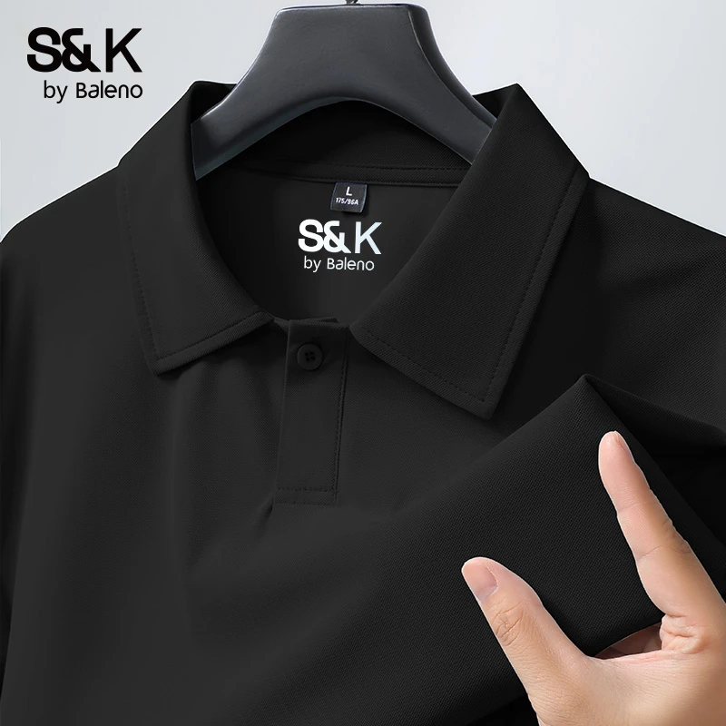 班尼路男生夏季短袖T恤黑色polo衫冰丝薄款透气速干高级感男装PCB