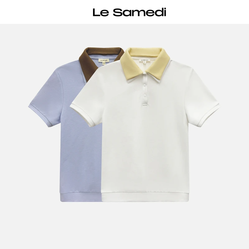 Le Samedi【果缤纷polo】叠叠时髦感 可拆卸撞色polo领短袖