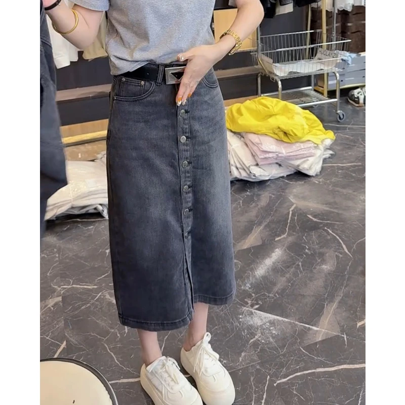牛仔半身裙2025春季新款爆款裙子女士显瘦黑色高腰时尚百搭中长裙