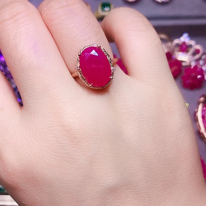✎***ـ银S925镶嵌红宝石戒指