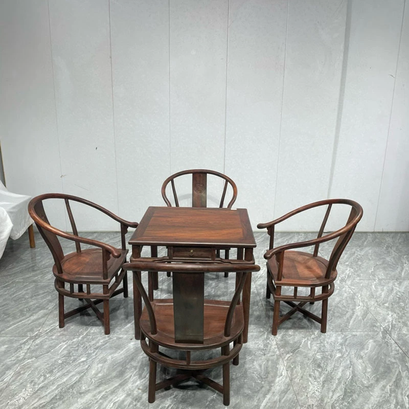 红木家具大红酸枝休闲桌五件套明式家用餐桌饭桌中式实木休闲桌