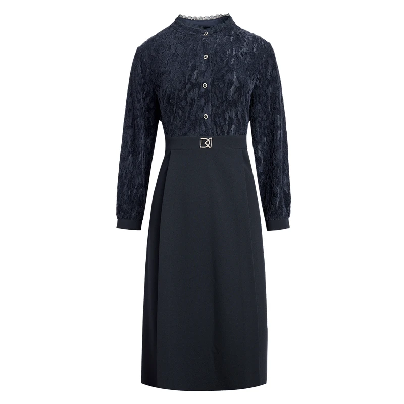 32682大码女装2024秋冬时尚优雅气质休闲百搭显瘦高腰连衣裙