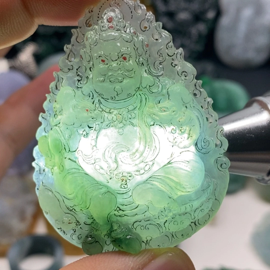 定制翡翠未镶嵌天然翡翠A货黄财神