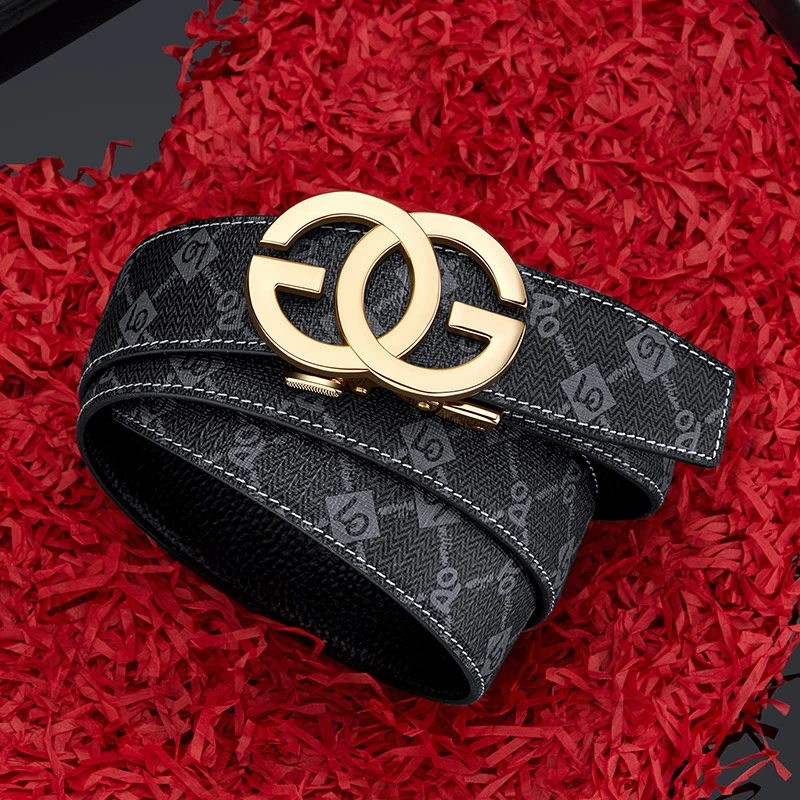 英皇保罗正品男士真皮皮带高档时尚百搭印花头层牛皮年轻人裤腰带