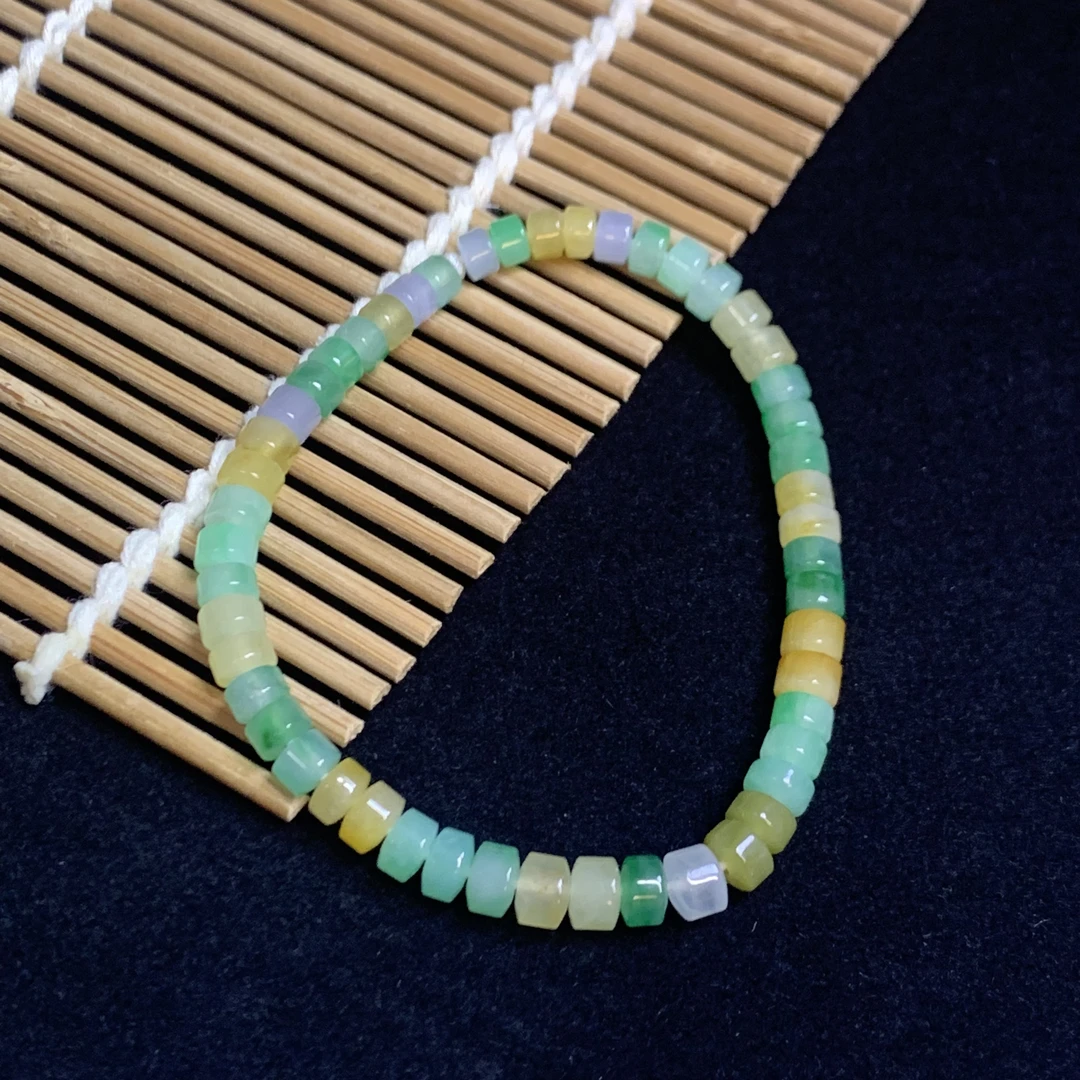 【琪宝臻选】冰多宝桶珠手串 卡4.4-5.7mm 天然缅甸翡翠A货 95折
