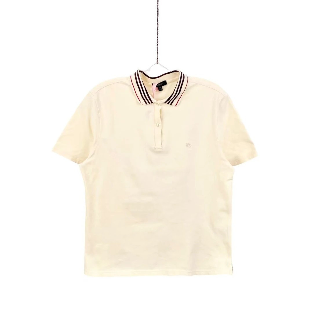 95新 BURBERRY/博柏利  ee062 棉 刺绣logo条纹polo衫 XL码