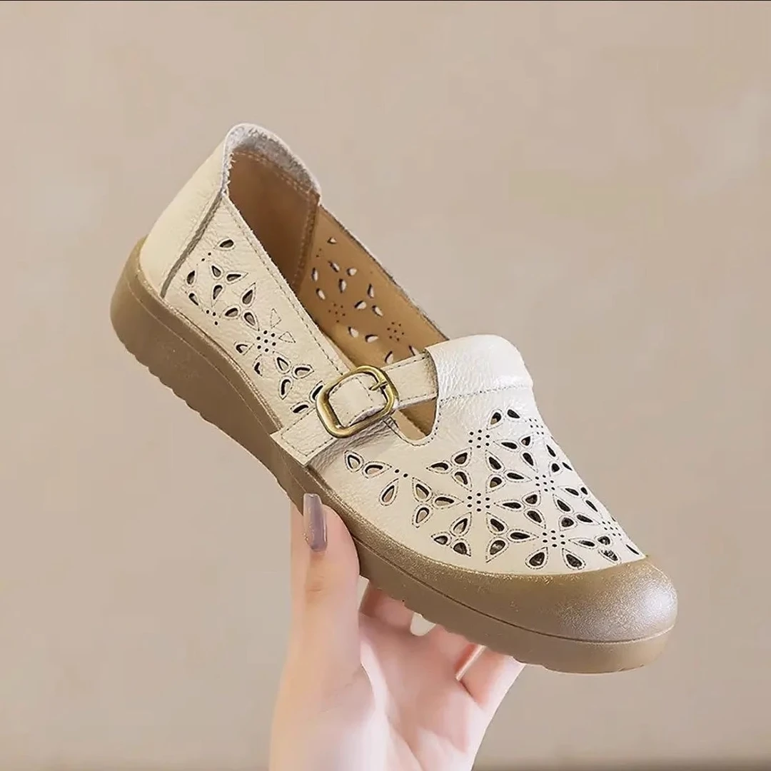 2025新款舒适休闲镂空洞洞鞋镂空真皮凉鞋百搭城市游牧风