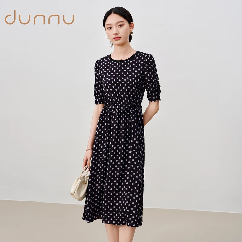 dunnu敦奴24夏碎花气质时尚夏季法式收腰女装连衣裙8T250979