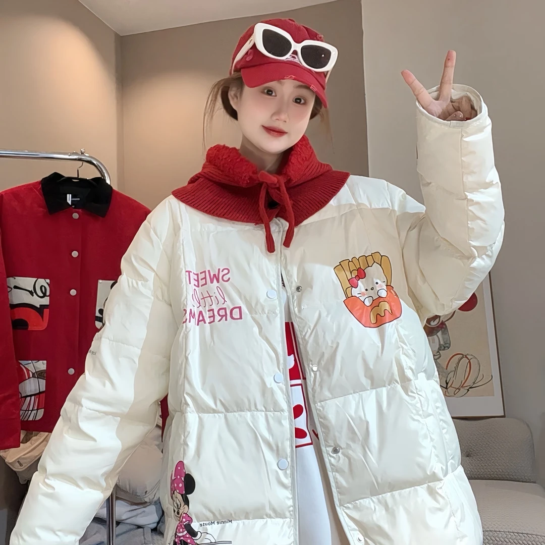 【FANG方方】韩版东大门圆领羽绒服冬季新款卡通宽松大码面包服外套