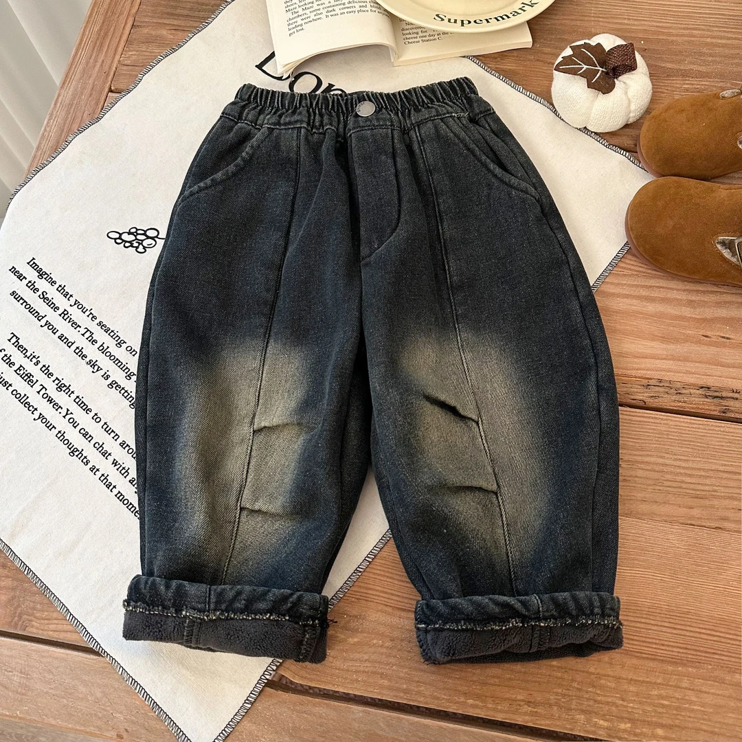 【朱鑫宇专属】2024新款儿童蓝色牛仔裤加厚裤子BMD3681