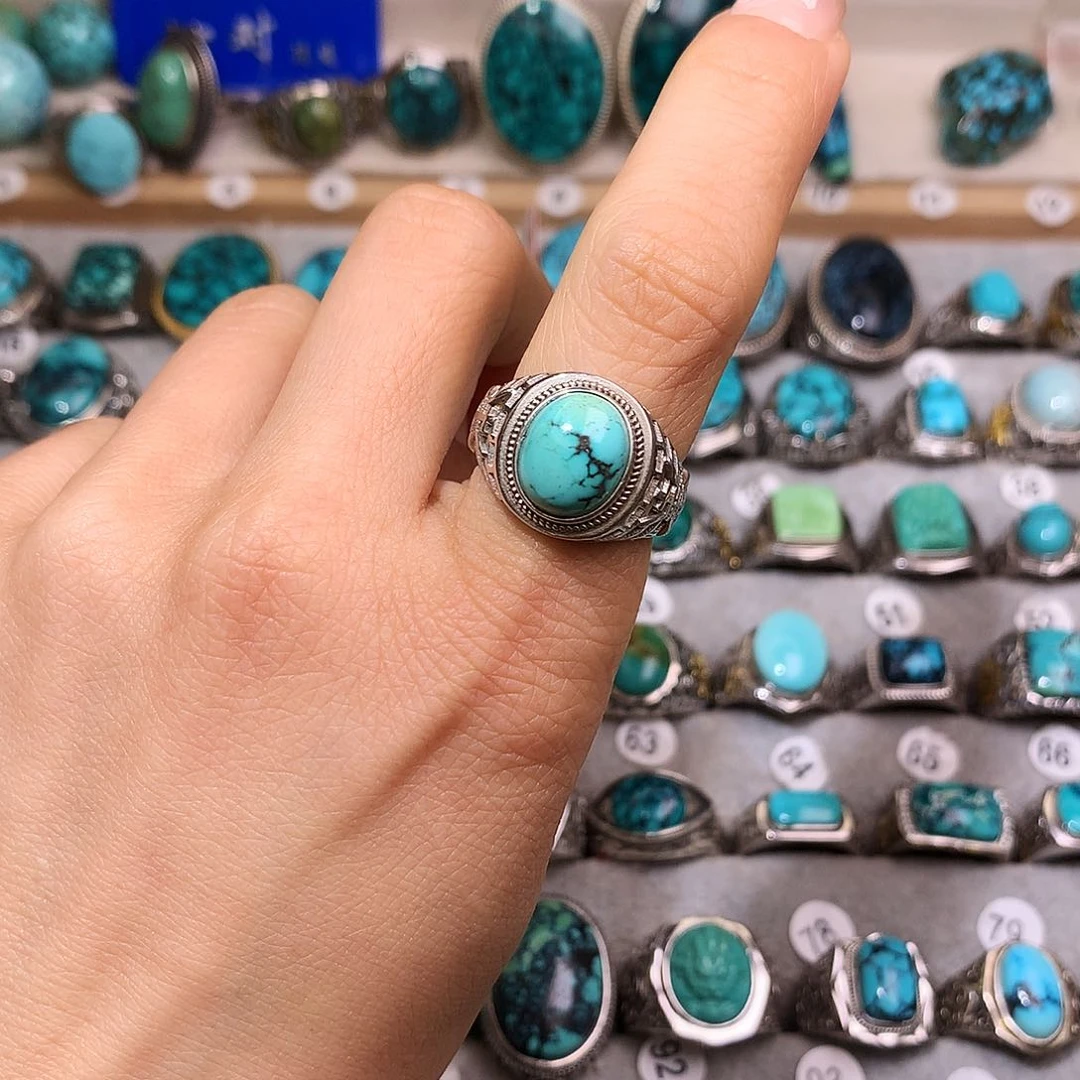 绿松石挂件银S925镶嵌