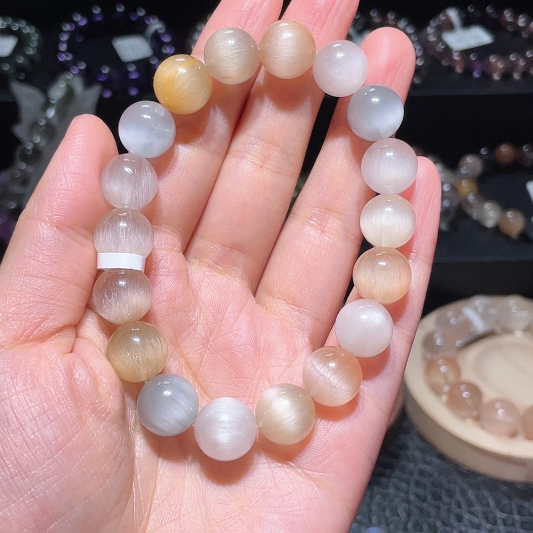 水晶手链未镶嵌小*绒兔毛手链，晶体通透