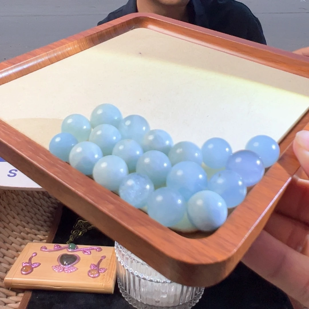 水晶手链未镶嵌天然海蓝宝单珠10mm➕多样性发一