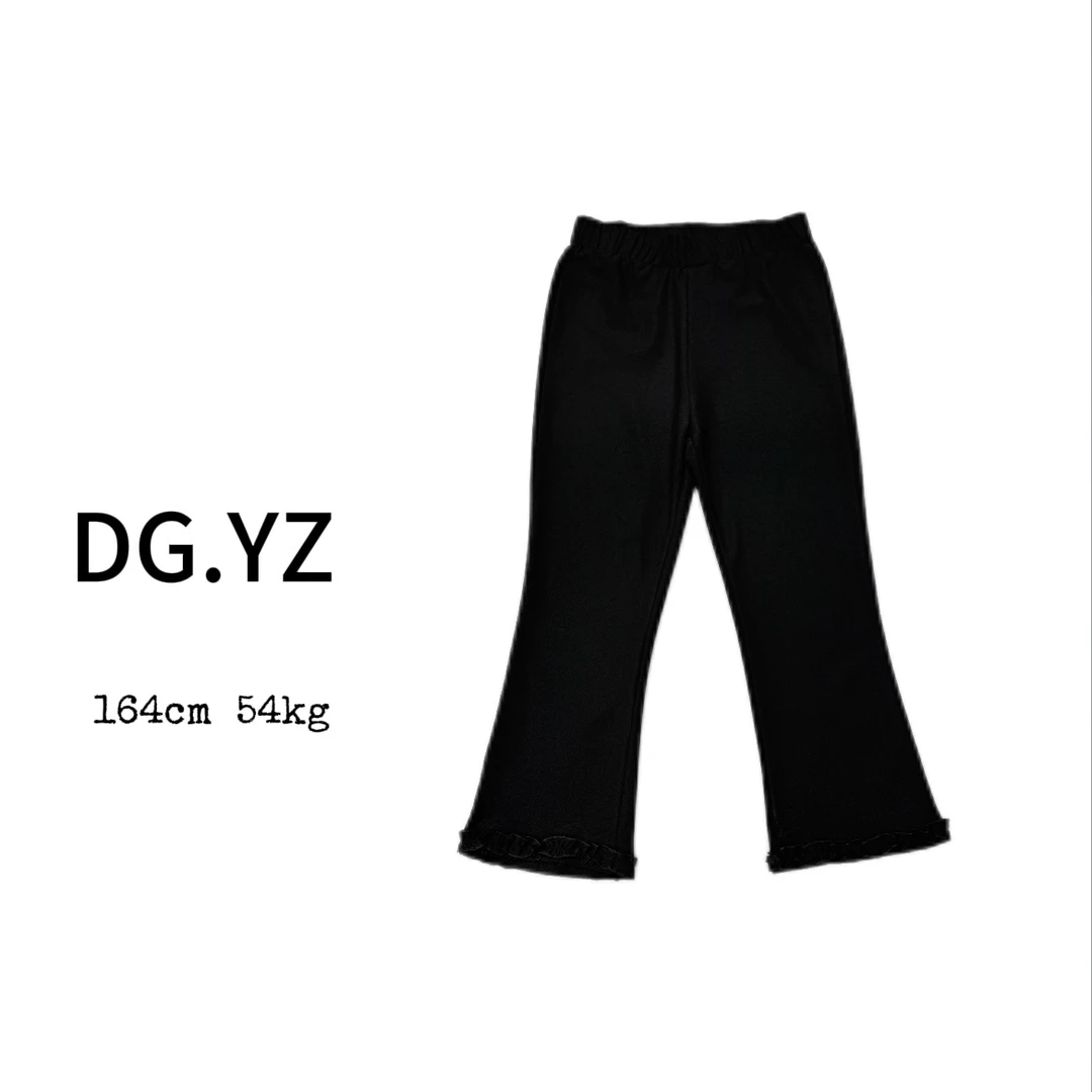 【樱子家】2755X显瘦百搭木耳花边微喇裤