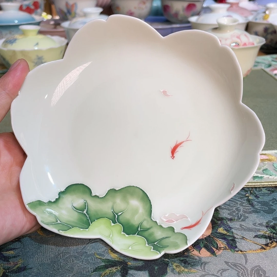 【闪购商品】荷漾鱼影妙芙花边壶承
