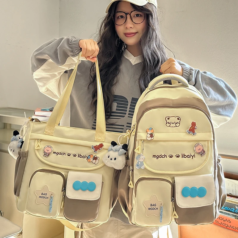 高颜值书包初中女生高中小学生三到六年级轻便软大容量双肩包背包