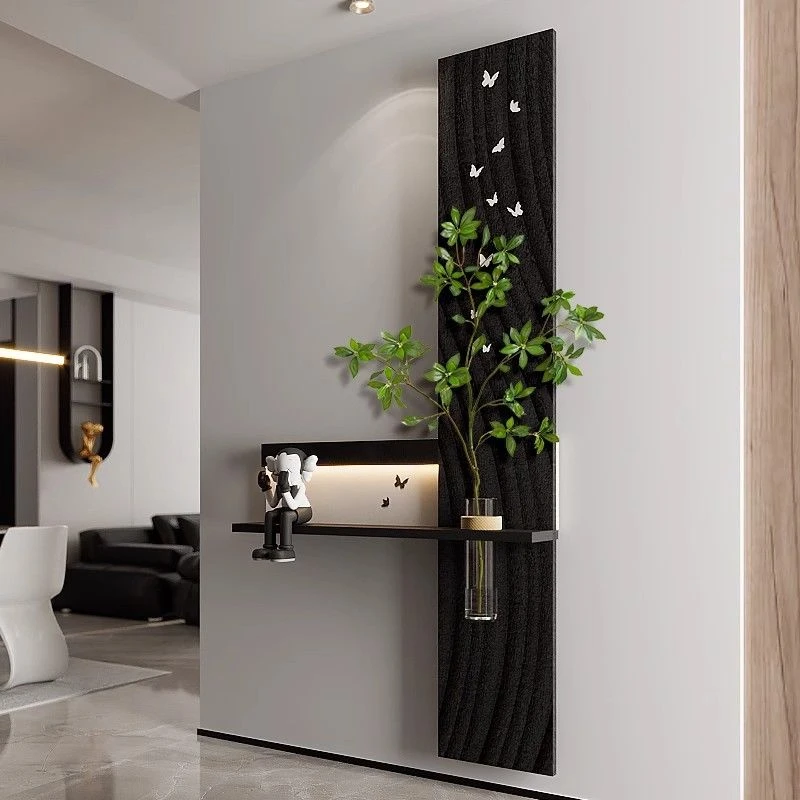 现代简约水培绿植玄关装饰画入户正对门挂画高级感走廊尽头壁画灯