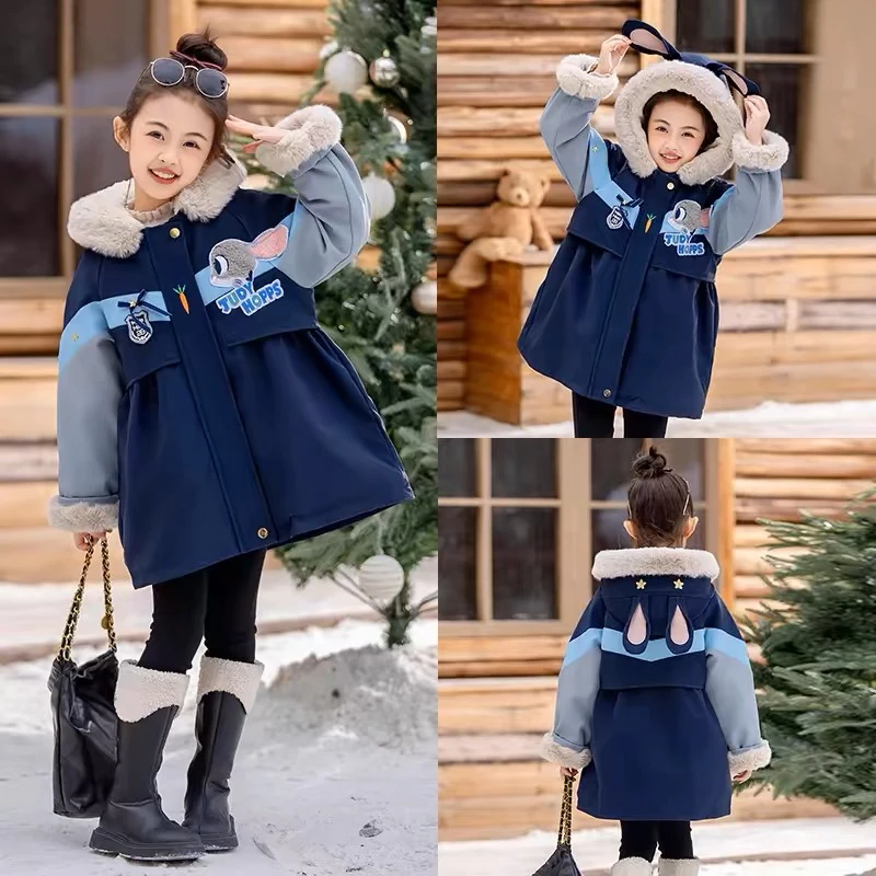朱迪派克服女童儿童加绒外套冲锋衣2025警官新款兔子