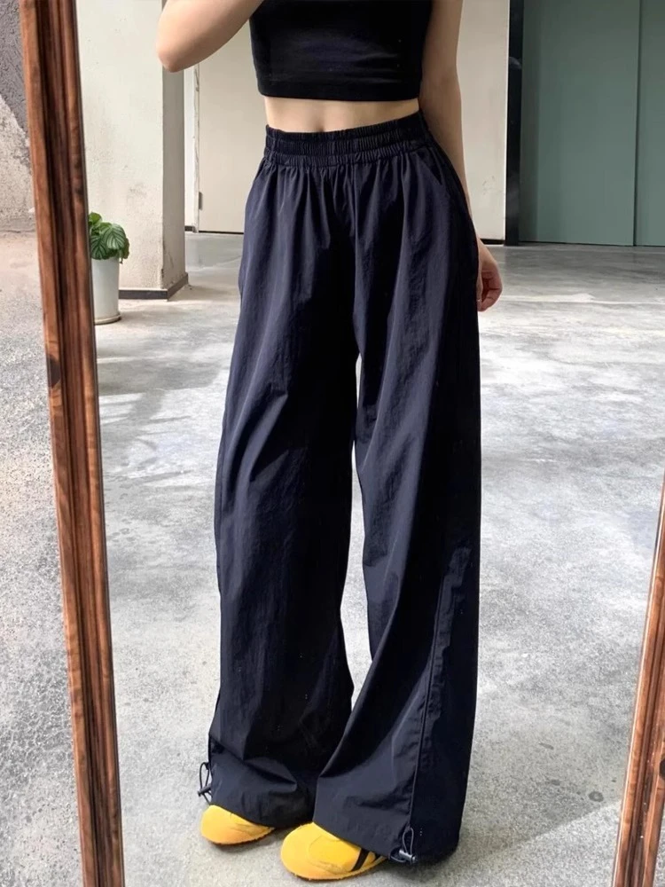 梨型身材速干工装裤女夏薄款胖妹妹mm宽松显瘦直筒阔腿运动休闲裤