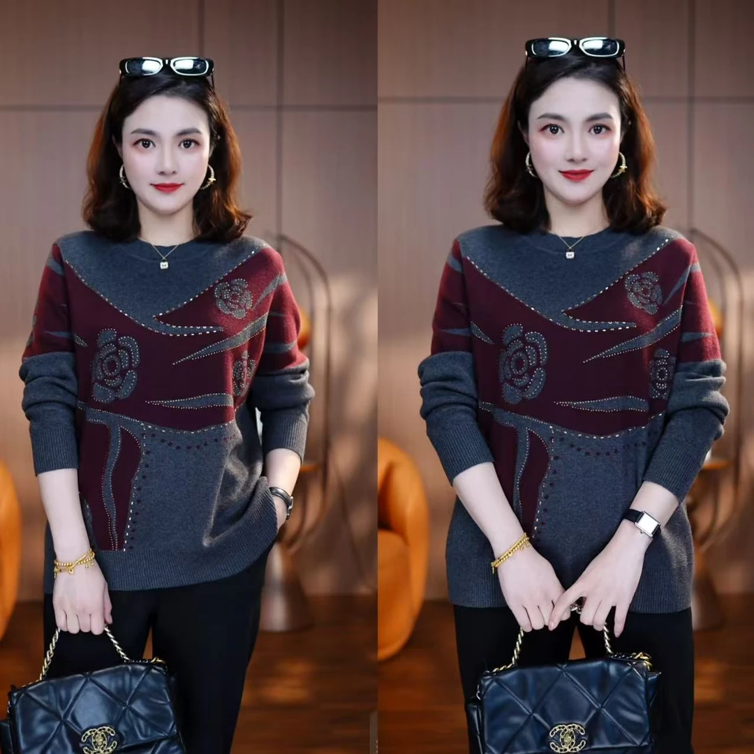 烈焰织影-2025新款针织衫毛衣洋气女百搭冬季显瘦保暖宽松中老年