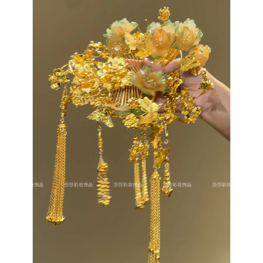 z8540新款金色精致这个中式秀禾头饰