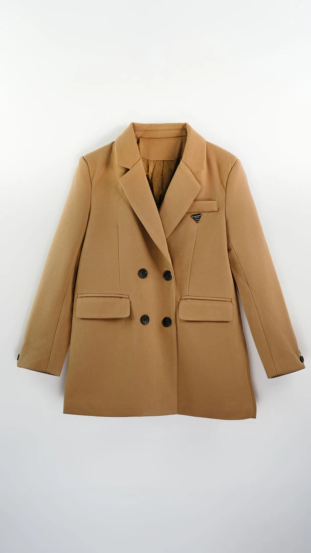 【静姐宠粉】咖色秋冬毛呢外套女毛呢西装气质大衣百搭245272