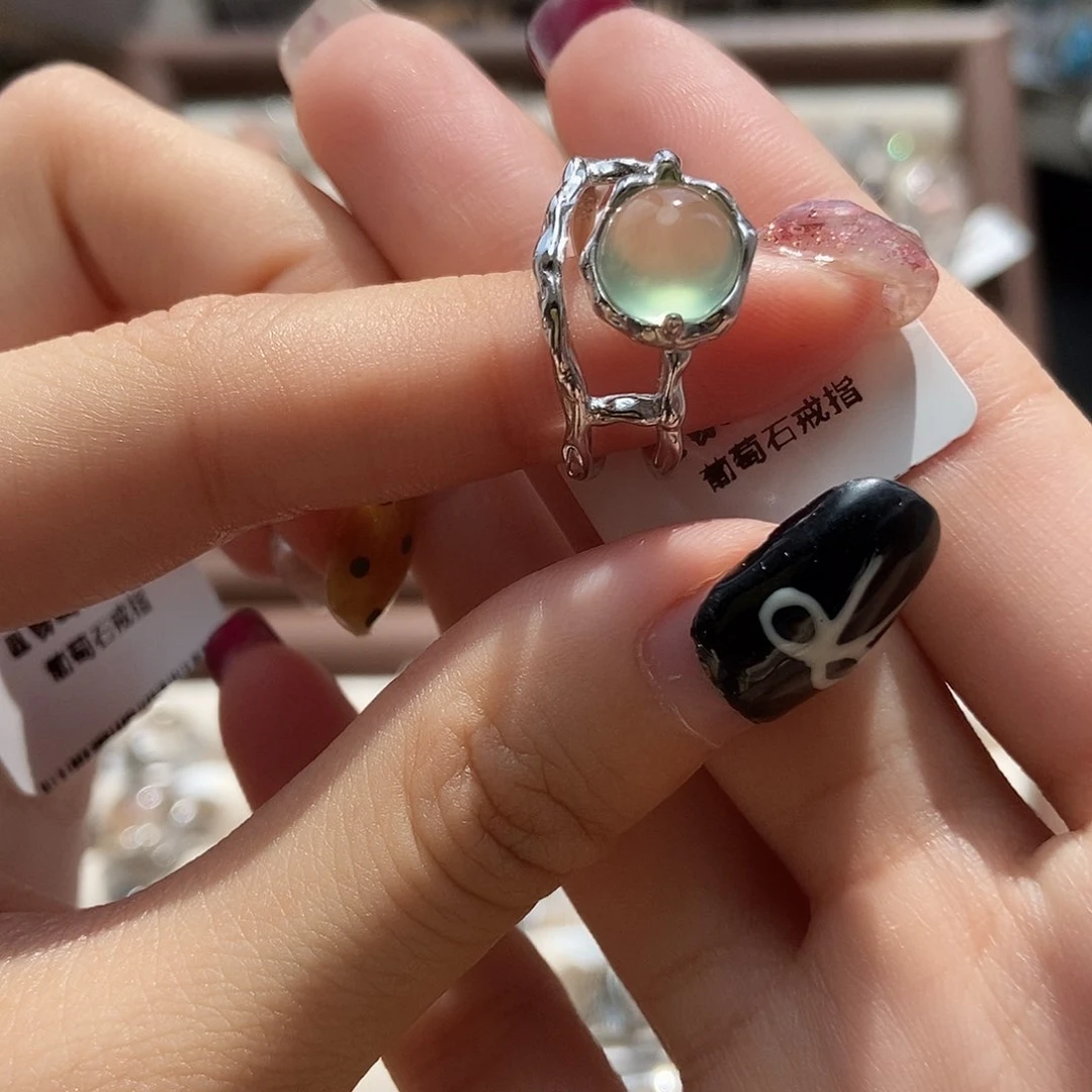 水晶戒指银S925镶嵌?***.葡萄石