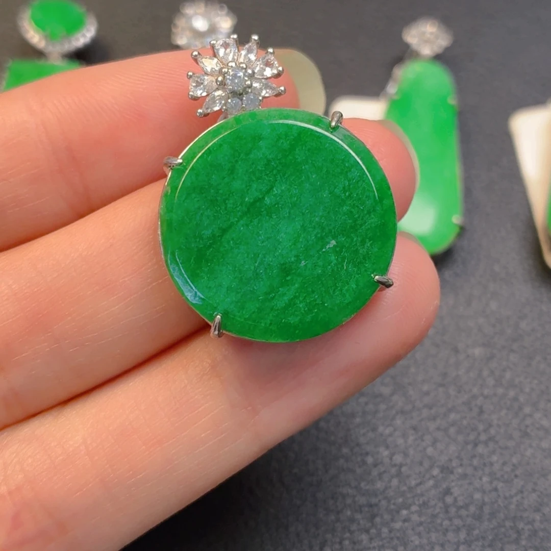 翡翠银S925镶嵌吊坠(不含链)