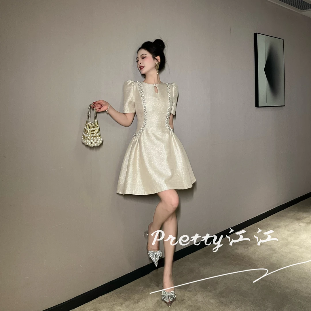 Pretty小众设计师品牌江江定制 法式气质轻奢设计感连衣裙21316