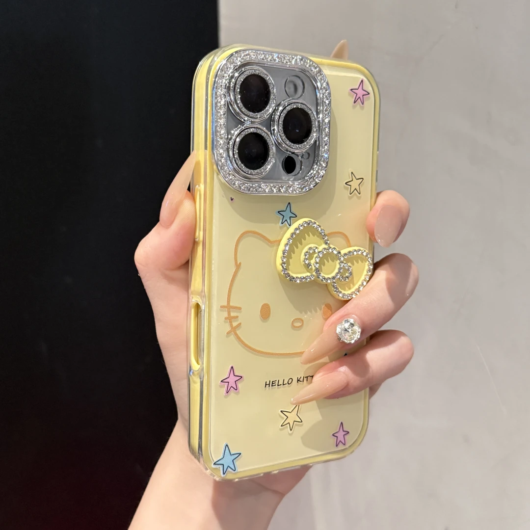 可爱星星蝴蝶结KT猫适用苹果16promax手机壳iPhone15promax简约14