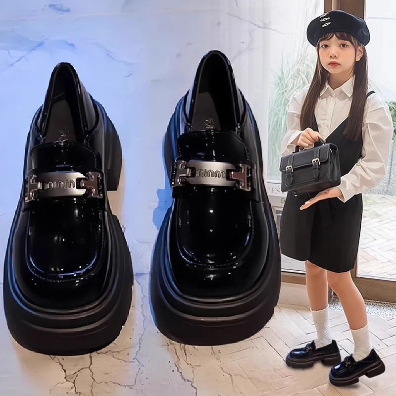 女童皮鞋2025新款春秋儿童乐福鞋黑色单鞋公主中大童学生演出鞋子