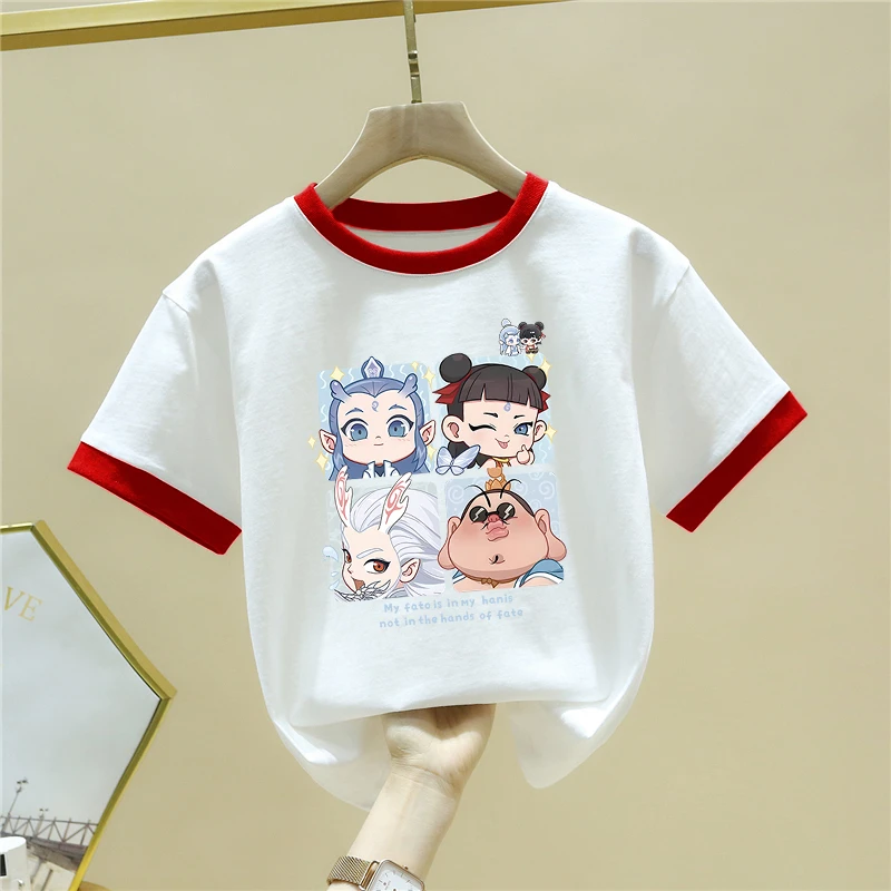 哪吒国潮风男童短袖t恤男孩子夏季纯棉圆领百搭半袖上衣儿童童装